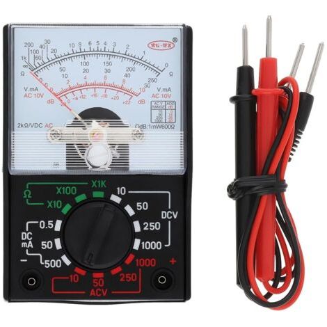 Multimètre analogique électrique AC/DC – Plage de tension 0-1000V – Courant 0-500mA – Ohmmètre x1K – Décibel -20 à +22dB (1/5)