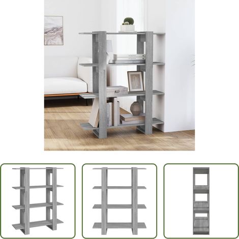 Étagère de rangement - Bibliothèque/Séparateur de pièce Sonoma gris 100x30x123,5 cm (1/5)
