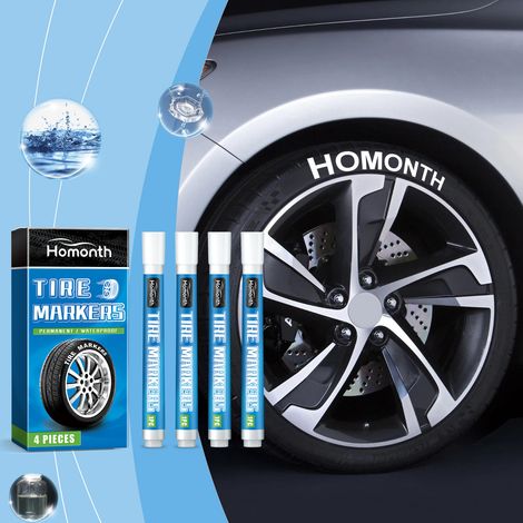 White tire paint markers, car tire paint markers, non-fading color, creative DIY oil-based markers -- 4pcs -- BIEMMEDUE (1/5)