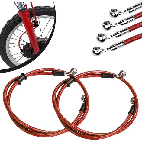 2 Pièces Tuyaux de Frein de Moto, 110cm Tuyaux de Tuyau d'embrayage de Frein Renforcés Hydrauliques pour Pit Dirt Bike Enduro Motocross ATV Quad Rouge (1/5)
