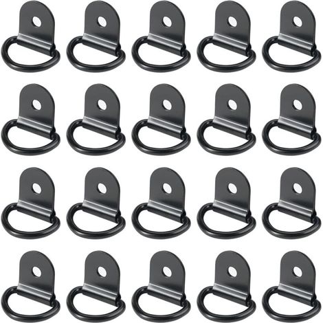 20 pièces Anneaux D'arrimage,Anneaux d'arrimage,Anneau Arrimage Iron,remorque d'anneau Montage d, Anneau d arrimage Rond pour Pliable avec Verrouillage de Charge dans Les Voitures(36 x 25 mm, Noir) (1/4)
