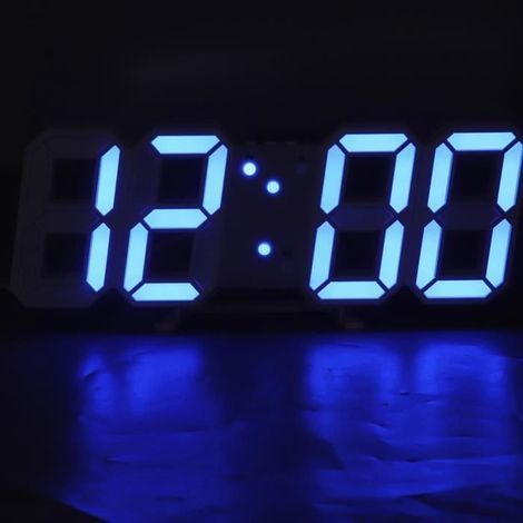 (Weiß) QIILU Wanduhr – Digitaler Wecker mit Timer – 3D-LED – Weiß – Multifunktional (1/4)