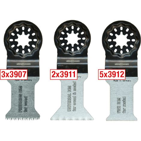 Lame per seghe oscillanti marca MPS, set da 10, per legno e metallo.