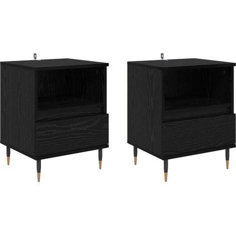 Maison Exclusive - Nachttisch 2 pcs Schwarz Eichen-Optik 40 x 35