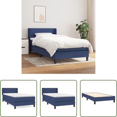 Matratze -  Boxspringbett mit Matratze Blau 100x200 cm Stoff (1/5)