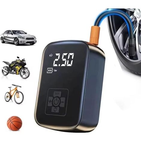Compresseur sans fil 3600 mAh avec écran LED et lumière LED, pression de 150 PSI, pour pneus, vélos et motos (1/5)