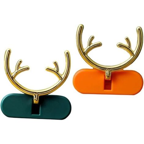 Lot de 4 crochets en forme de bois de cerf pour chaussette de Noël, décoration élan, support de prise sans perçage, crochets de fixation pour cordon (1/5)