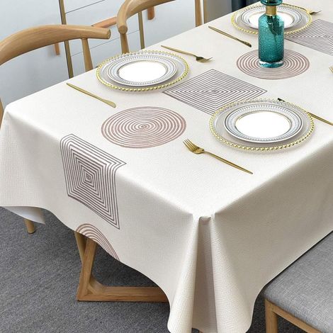 Nappe de table rectangulaire nappe en PVC jetable imperméable et résistante à l'huile (137137cm) (1/5)