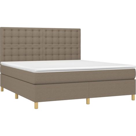 Box Spring Bed with Mattress&LED Taupe 180x200 cm Fabric vidaXL (1/4)