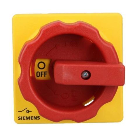Interruptor principal/de emergencia 3P 16A 7.5kW AC23A 400V, montaje en panel, perilla, orificio central de 22.5 mm 3LD2054-0TK53