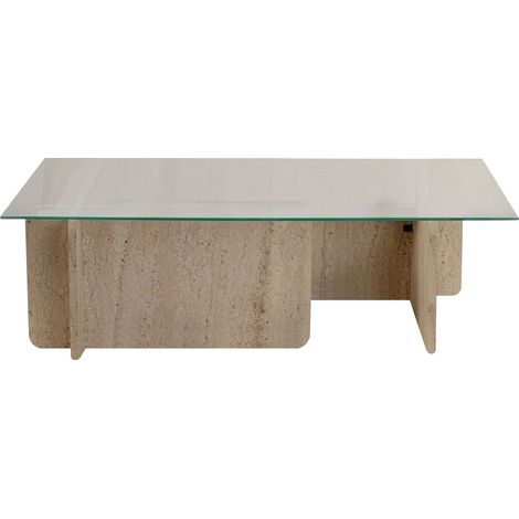 Couchtisch "Flavio" aus Holz – 105 x 65 x 30 cm – Travertin