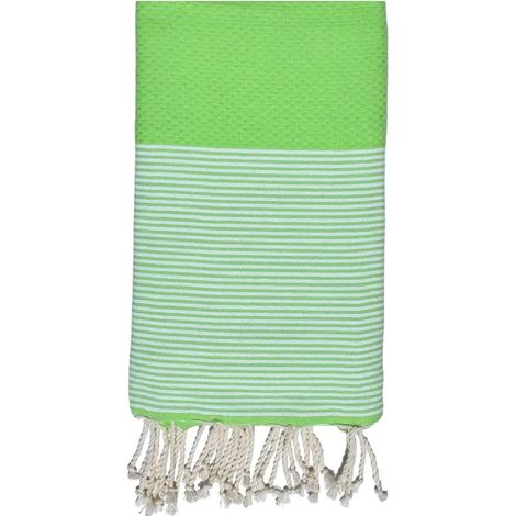 Fouta de Plage Nid d’Abeille 100% coton - Douceur et confort – Serviette de Plage - 100x200cm - 200 x 100 cm - Vert