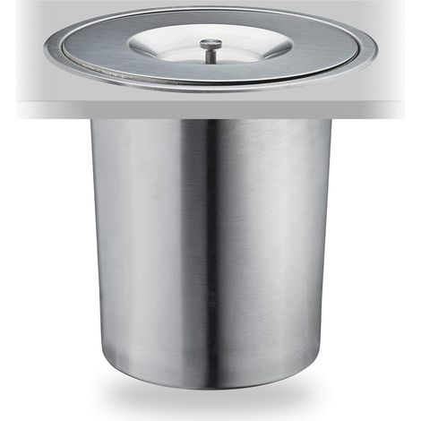 Poubelle Plan de Travail, 8 l, encastrable, INOX, déchets organiques, avec Couvercle, HxD 25 x 27 cm, argenté (1/5)