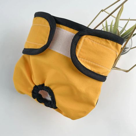 Bandes ventrales respirantes pour chiens mâles - couches anti-fuites pour chiens - couches lavables pour chiennes - couches réutilisables et ajustables pour chiens (très petite - jaune - pour chienne)