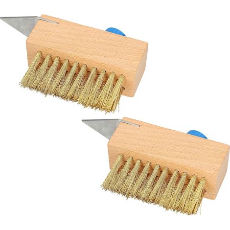 KOTARBAU Lot de 2 brosses à joints - 40 mm - Avec poils en acier - Pour le nettoyage des joints - Avec poils en acier - Pour pavés - Sans manche (1/5)