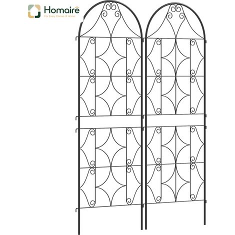 HOMAIRE Set de 2 treillis métalliques anti-rouille pour plantes grimpantes, 50x150 cm, noir, support de culture pour légumes, fleurs et plantes intérieures