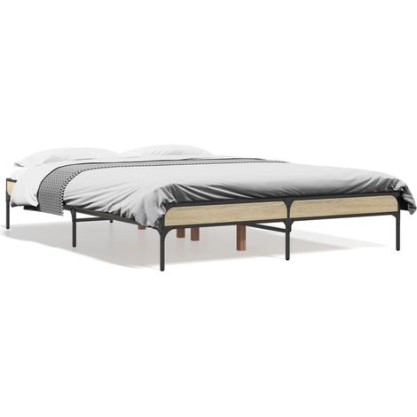 Cadre de lit chêne sonoma 140x190 bois d'ingénierie et métal (1/5)