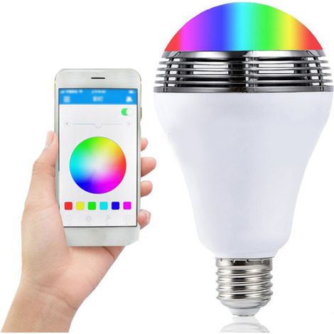 Ampoule LED E27 BT intelligente avec application de contrôle à distance, luminosité et couleur de lumière réglables, fonction minuterie et lecture de musique (1/5)