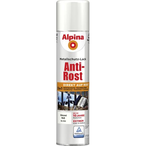 Alpina Sprühmetallschutz-Lack Anti Rost 400 ml weiß glänzend Sprühlack Lack (1/2)