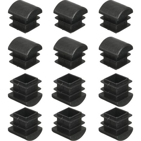 22mm x 22mm x 23mm Bouchon en Plastique pour Meuble Carré, 12 Pcs Noir Embout de Tube de Tuyau Insérer de Capuchon Insérer Coulissant pour Tube Métallique Clôture Table, Noir (1/5)