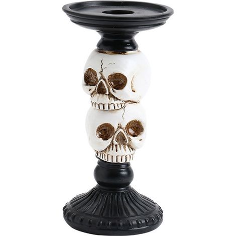 Support Pour Bougie Colonnes - En Résine Époxy - Décoration D'intérieur Halloween - Pour Bougie De 3 Pouces - Blanc (1/5)