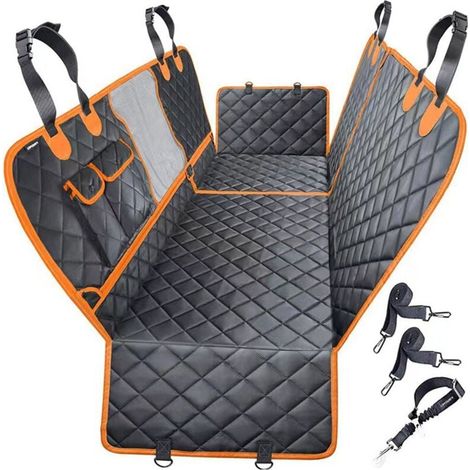 Coussin pour animal de compagnie, siège arrière de voiture, doux, 100% imperméable, universel, matériau résistant aux rayures, tissu Oxford/PP coton noir (1/4)