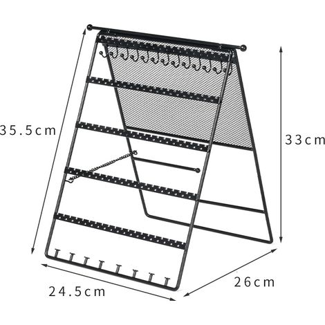 Présentoir à bijoux pliable en fer multicouches (24,5 x 33 cm) pour boucles d'oreilles et soutien-gorge. (1/5)
