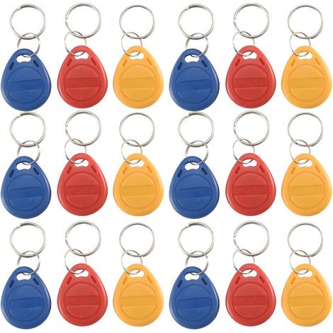 50 porte-clés à anneau vierges avec puce RFID T5577, 125 kHz, copiables, réinscriptibles et inscriptibles. (1/5)