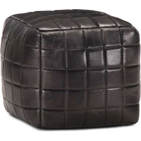 vidaXL Pouf 40 x 40 x 40 cm Noir Cuir véritable de chèvre (1/5)