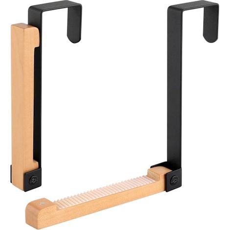 Cintres pliables robustes en métal et bois avec bande antidérapante, porte-manteaux portable non perforé à fixer derrière une porte (1/5)