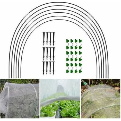Lot de 18 arches pour serres tunnels, supports pour plantes, structure de culture en fibre de verre pour jardins. (1/5)