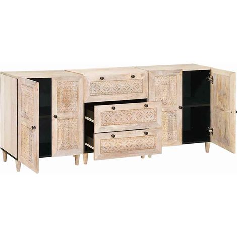 Maison Exclusive - Buffet 3 pcs Blanc 180 x 33,5 x 75 cm bois de manguier massif