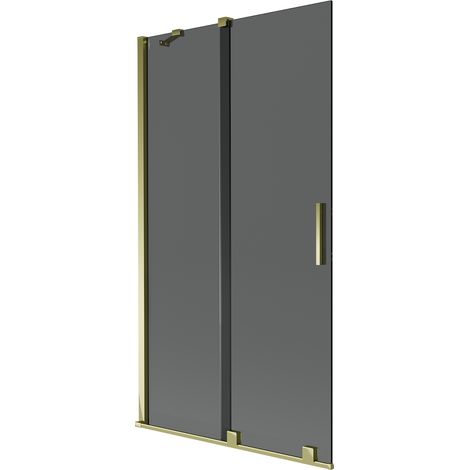 Mexen Velar mampara de ducha de 2 puertas correderas 100 x 150 cm, grafito, dorado - 896-100-000-41-50 (1/2)