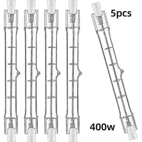 Lot de 5 ampoules halogènes R7S 118 mm 400 W, dimmables, 220-240 V CA, 7500 lm, culot J118, projecteur halogène linéaire (1/4)