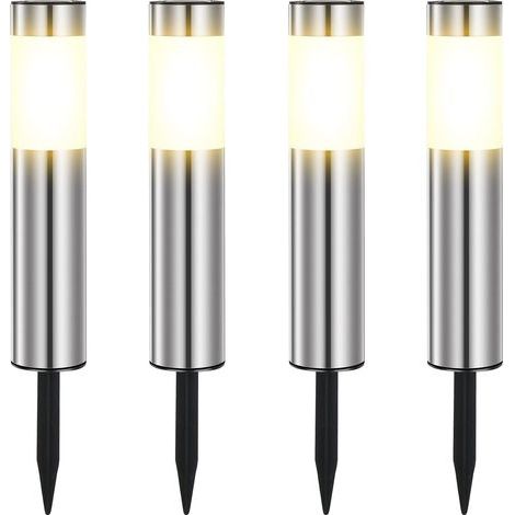 Set di 4 luci solari da giardino per esterni, luce calda, impermeabili, per patio, prato e vialetto. (1/5)