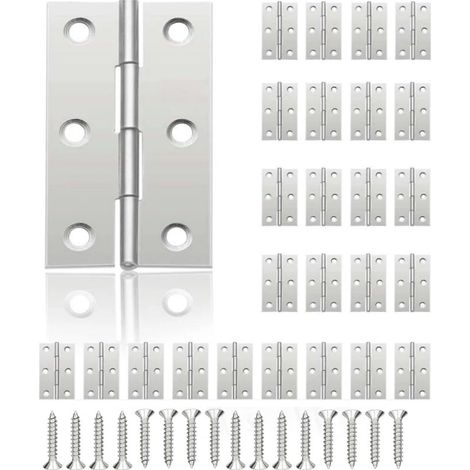 (44 mm x 31 mm) 24 kleine Türscharniere, geeignet für Schranktüren, Schmuckkästchen und Haushaltsbeschläge.