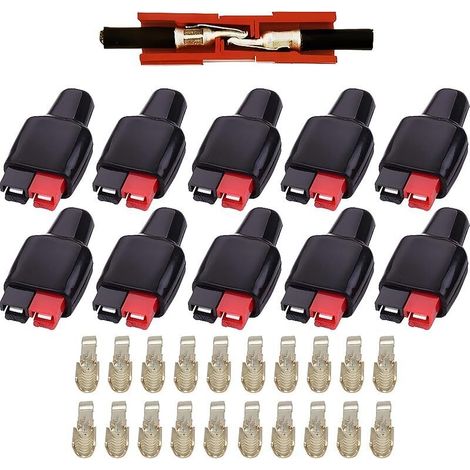 10 paires (10 Noir + 10 Rouge) 45 Amp + 20 Plaqué argent contacts en cuivre pour Anderson Powerpole Quick Disconnect Power Bornes Connecteurs (1/5)