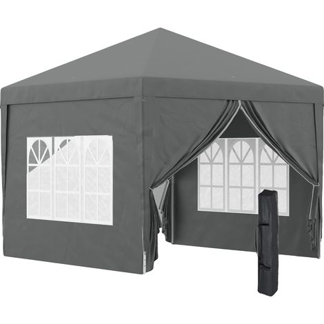 Tienda de campaña exterior plegable, con 4 paredes, color gris claro. (1/2)