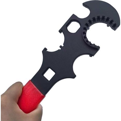 Clé à molette multifonctionnelle en métal à poignée rouge avec noyau de clé dynamométrique, clé mixte facile à utiliser, outil de quincaillerie haute dureté (1/4)
