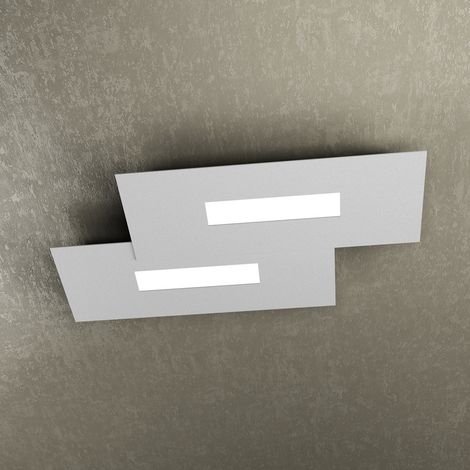 Plafoniera Moderna Rett. 2 Moduli Wally Metallo Grigio 2 Luci 2G11 52Cm (1/3)
