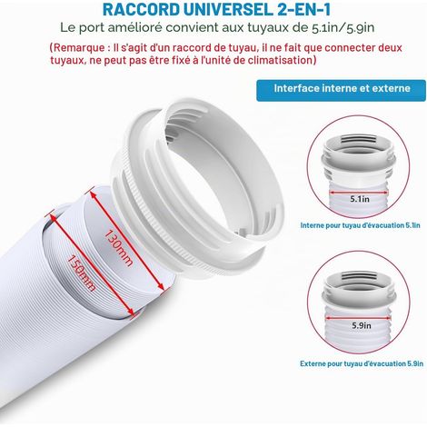 Adaptateur Tuyau Climatisation 130 mm Intérieur/150 mm Extérieur Raccord Tuyaux Climatiseur Mobile Circulaire Connecteur Adaptateur Tuyau Clim AC Universel (1/4)