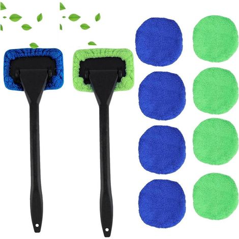 Limpiador de parabrisas para coche, herramienta de limpieza de ventanas de coche de microfibra, herramienta de limpieza de parabrisas para coche, limpiador de ventanas de coche, con 2 mangos desmontab (1/4)