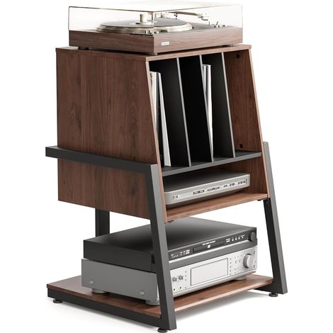 Design Meuble Vinyle Bois à 4 Etagères Meuble HIFI Stockage jusqu'à 120 Disques Vinyles Capacité de Charge 50 kg (1/5)