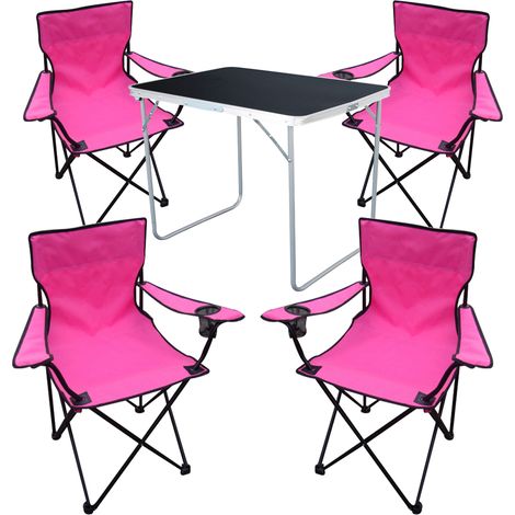 5-tlg Campingsessel Pink + Campingtisch-MMC330870B+4xMPO2471 (1/5)