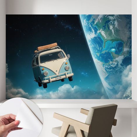 Tapete adhésive moderne pour salon et chambre à coucher Décoration rapide avec colle Voyage dans l'espace 104x70 cm (1/5)