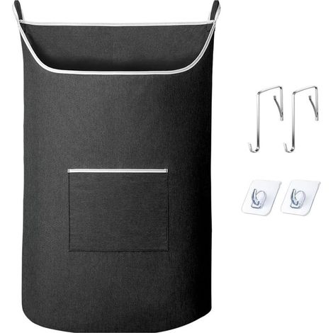 (Black 1pack) Sac À Linge Suspendu XL Noir, Panier De Rangement À Fixer À La Porte Avec Grande Ouverture (1/5)