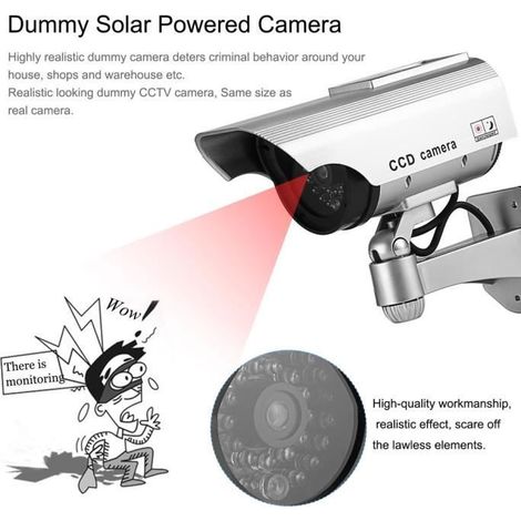 Caméra factice d'extérieur avec LED solaire