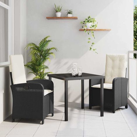 Conjunto de Comedor de Jardín 3 pcs Negro ratán sintético vidaXL (1/5)