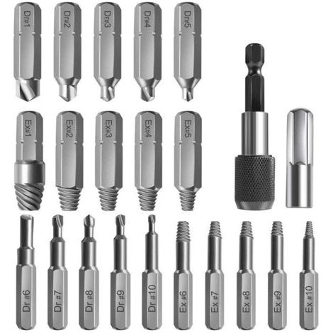 Sollbry 22 PCS Endommagé vis Extracteurs, Séparées et Mèches d'extraction pour Boulons ou vis Endommagés, Noir (1/5)