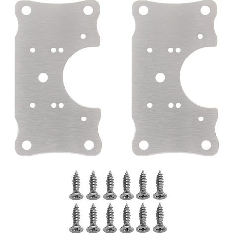 Set mit 2 Reparaturplatten für Scharniere an Schränken, inklusive Bohrung und Befestigungsschrauben, zur Reparatur und zum Schutz von Küchenschranktüren, Schubladen, Kleiderschränken und Fenstern. (1/5)
